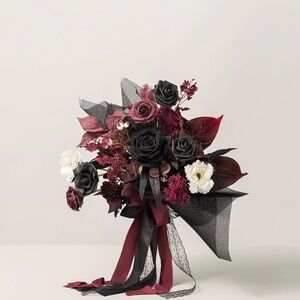 Elegant Black and Burgundy Floral Bouquet